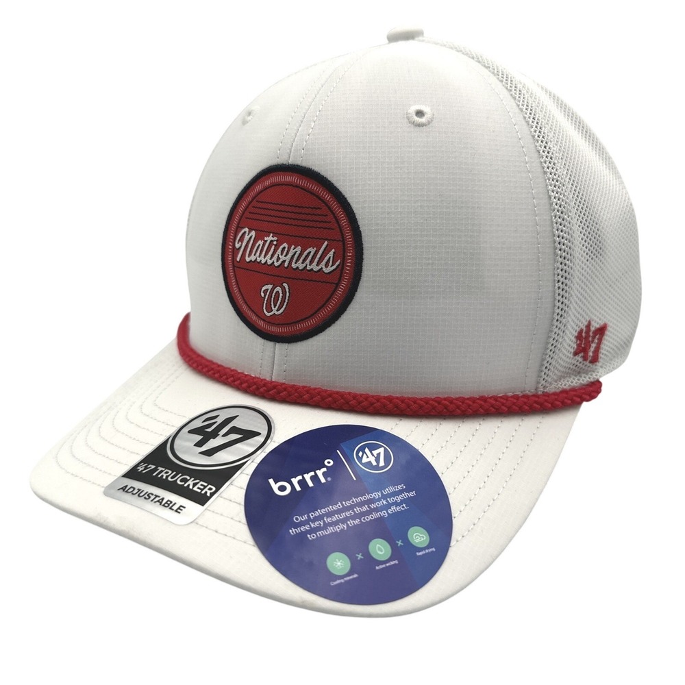 Washington Nationals '47 Trucker Adjustable BRRR Mesh Back Rope - White **NEW**